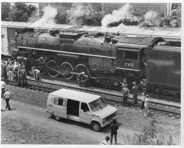 NKP 765 West Gang Mills NY being serviced 6-85 | The Nickel Plate Archive