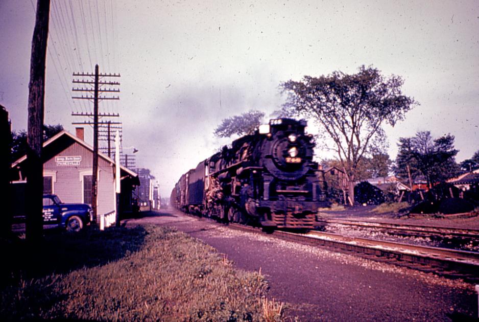 NKP S2 746 Painesville OH passing depot 1950's The Nickel Plate Archive